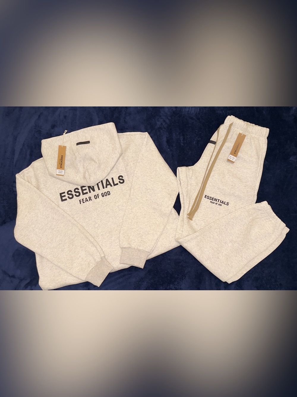 Fear of God ESSENTIALS Crewneck Sweatshirt in Cream with Black Logo